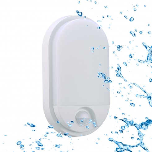 Plafoniera LED 10W ovale con sensore di movimento regolabile (PIR) IP54