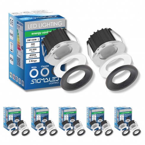 Mini spot tondo da incasso 3W 220VAC IP54 30° 10 pz